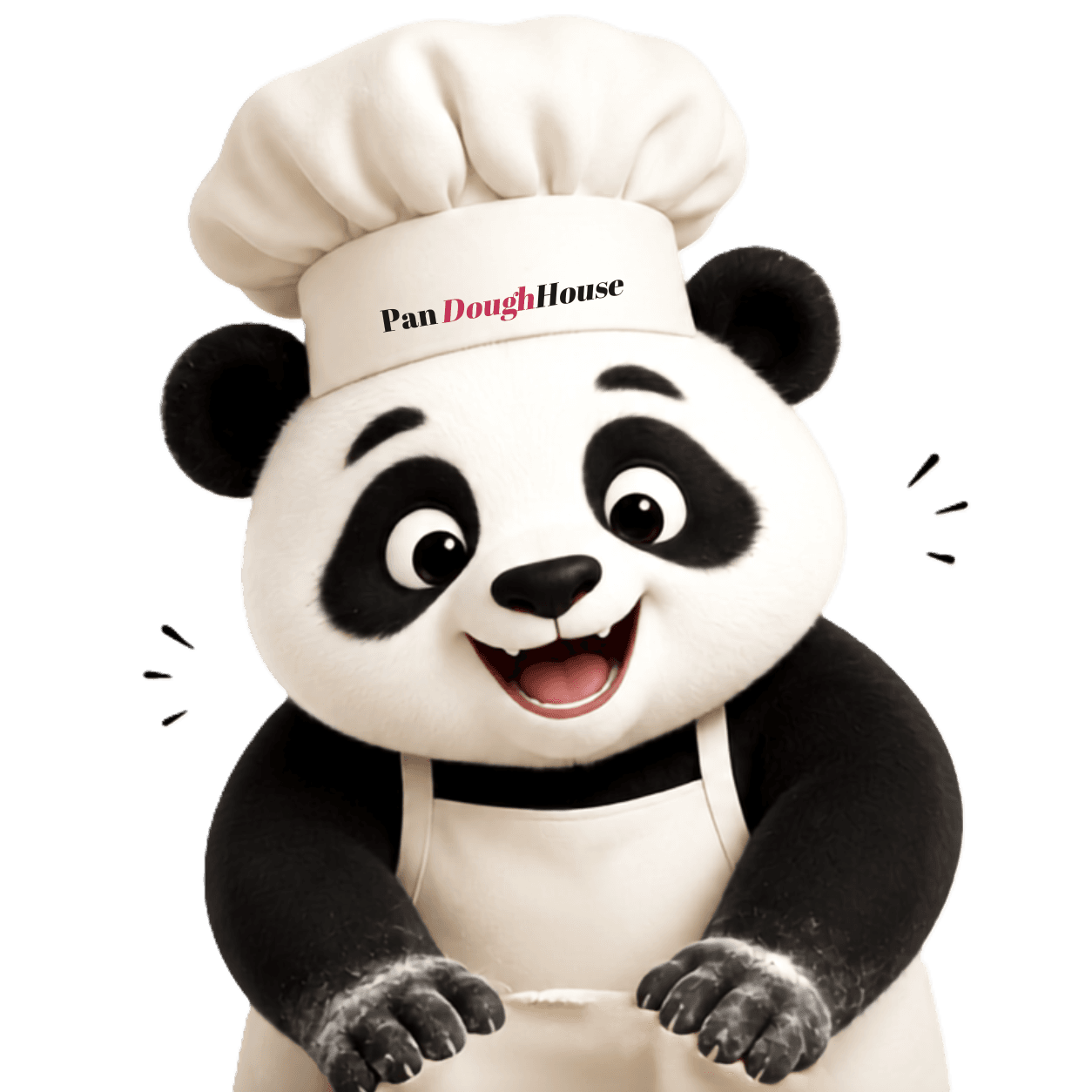 Cozy panda kneading dough